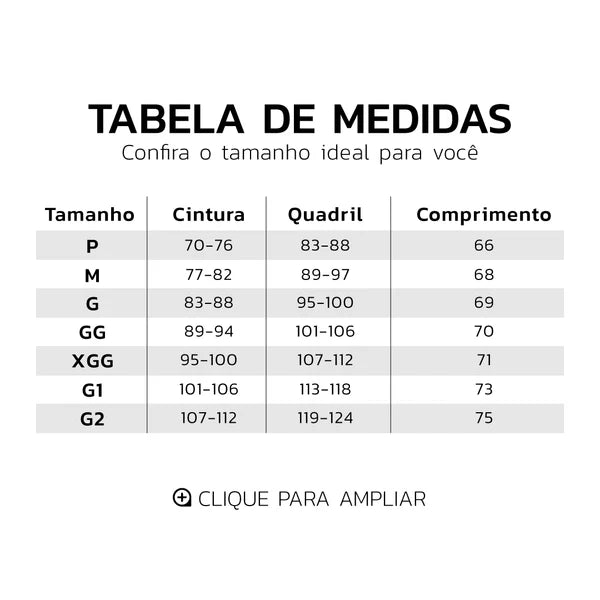 Bermuda Anticelulite Invel Design Silhueta Suave Compressão (1 a 2 dedos acima altura Umbigo)